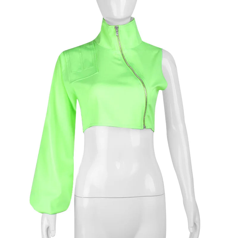 Chaqueta Crop Techwear De Una Manga