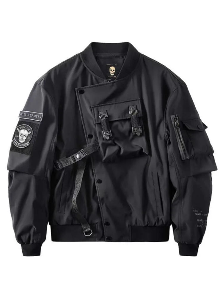 Chaqueta Bomber Estilo Techwear Con Parches