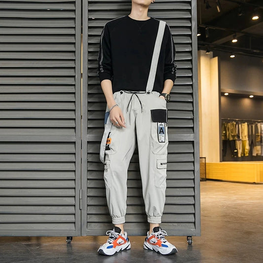 Pantalón Techwear Estilo Cargo con Tirantes