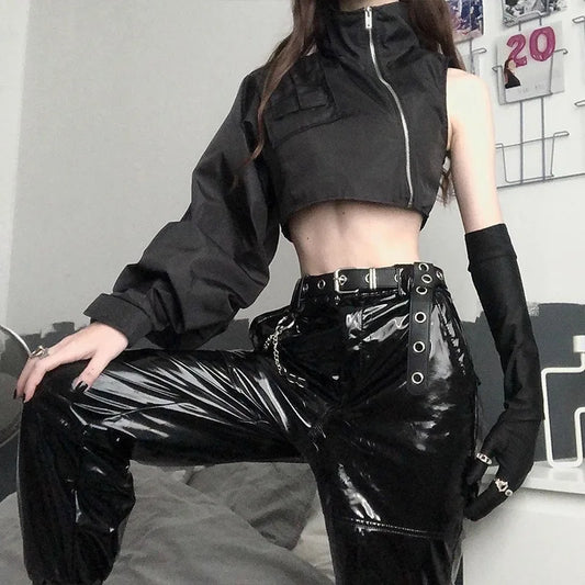 Chaqueta Crop Techwear De Una Manga