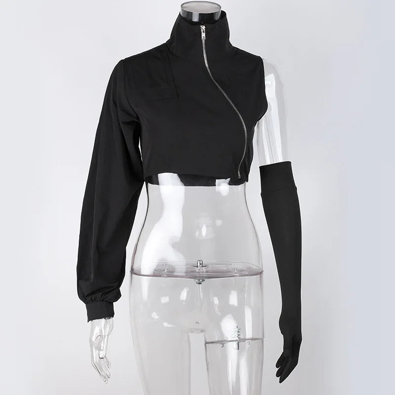 Chaqueta Crop Techwear De Una Manga