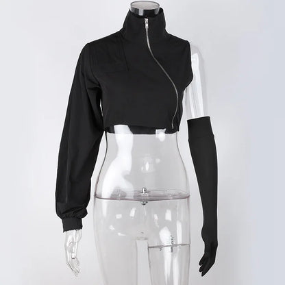 Chaqueta Crop Techwear De Una Manga