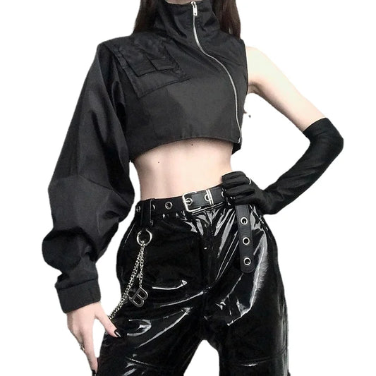 Chaqueta Crop Techwear De Una Manga