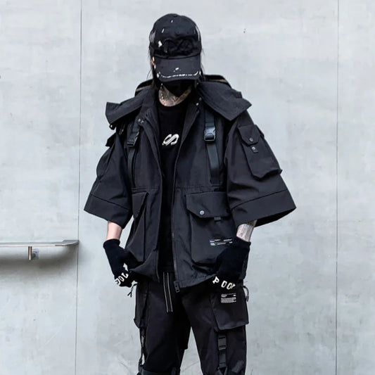 Chaqueta Techwear De Media Manga Con Capucha