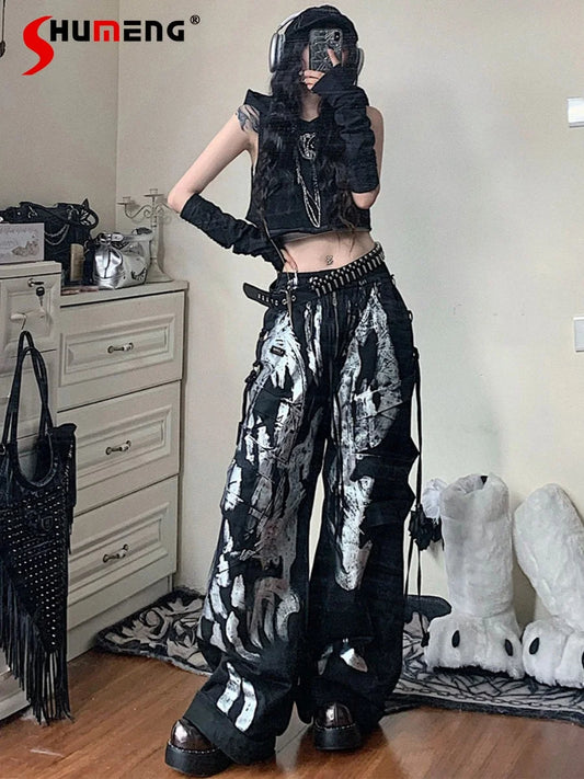 Pantalones De Cargo Con Estampado Blanco