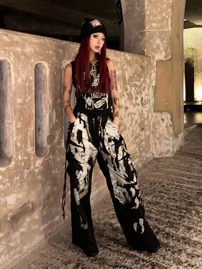 Pantalones De Cargo Con Estampado Blanco