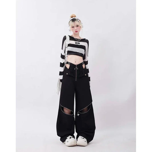 Pantalones con Cremalleras En Las Rodillas Y Apertura En La Cintura
