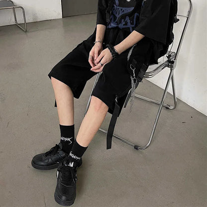 Pantalones De Cargo Con Cadenas Largo Medio