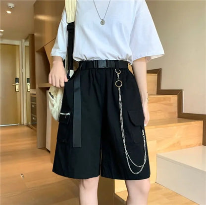 Pantalones De Cargo Medio Largo Con Cadenas