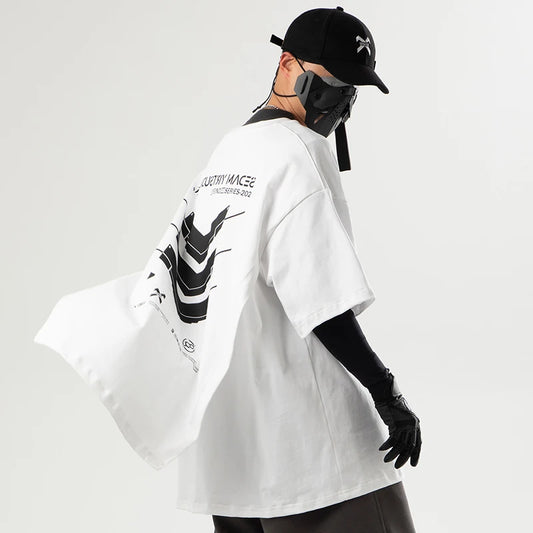 Camiseta Techwear De Manga Corta Con Capa
