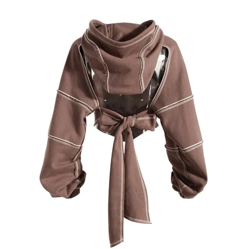 Sudadera Techwear De Espalda Abierta Con Lazo