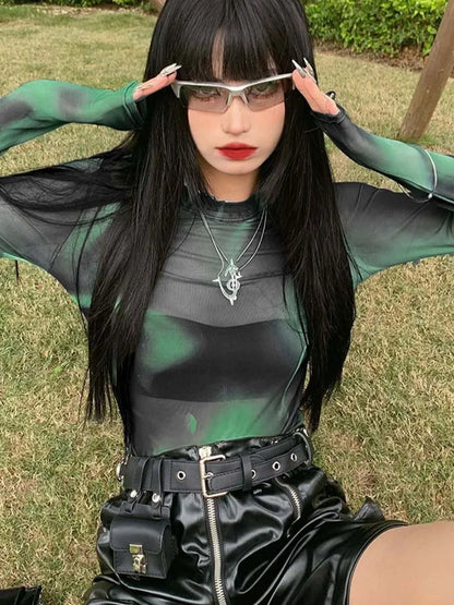 Camiseta Techawear Transparente De Manga Larga