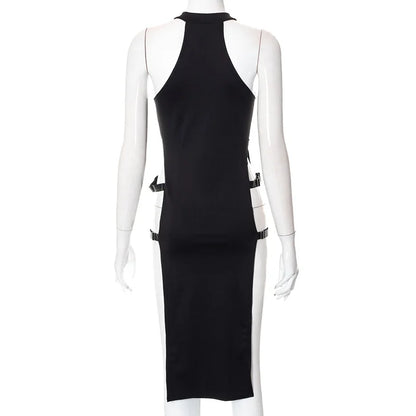 Vestido Negro Con Apertura Lateral