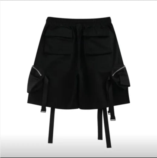 Pantalones Techwear Con Bolsillos De Cremallera Y Cintas Ligero