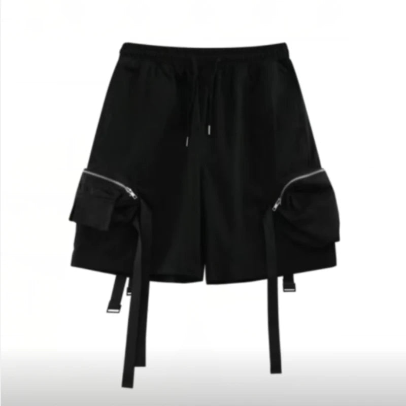 Pantalones Techwear Con Bolsillos De Cremallera Y Cintas Ligero