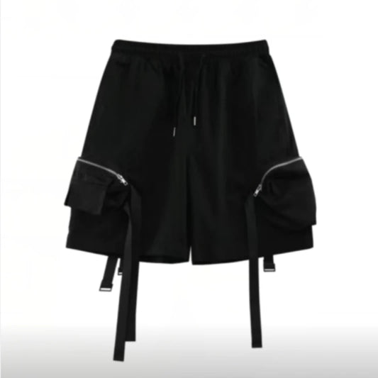 Pantalones Techwear Con Bolsillos De Cremallera Y Cintas Ligero