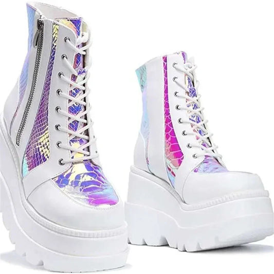 Botas Techwear Con Plataforma Y Brillo