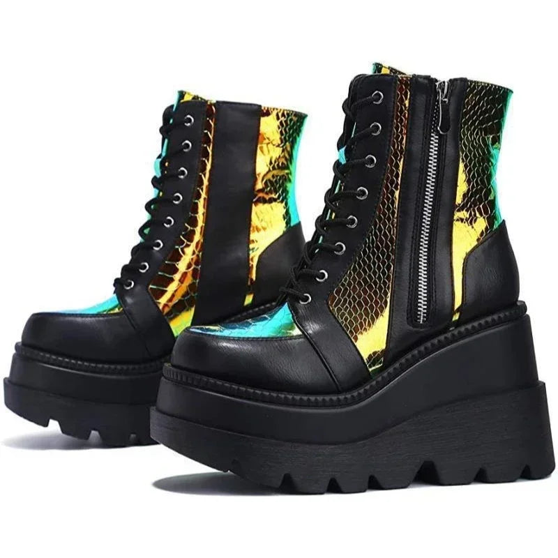 Botas Techwear Con Plataforma Y Brillo