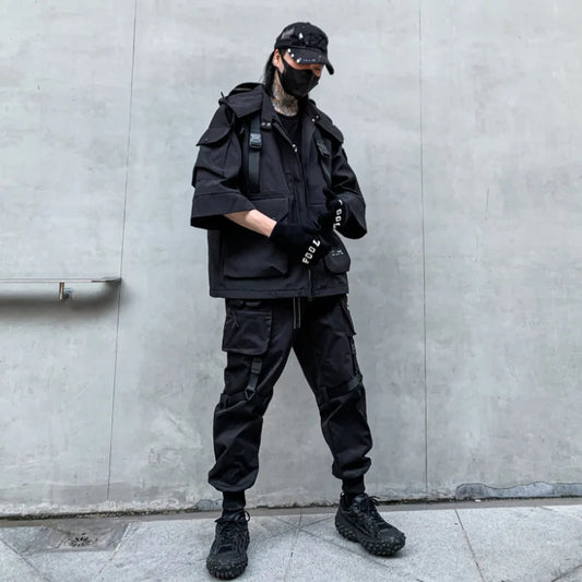 Chaqueta Techwear De Media Manga Con Capucha