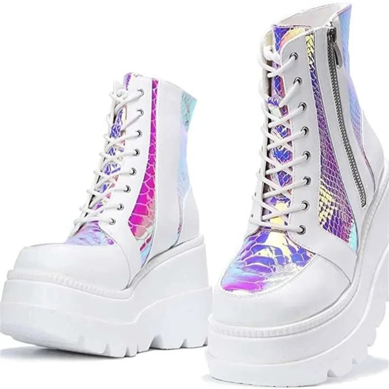 Botas Techwear Con Plataforma Y Brillo