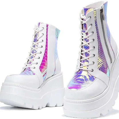 Botas Techwear Con Plataforma Y Brillo