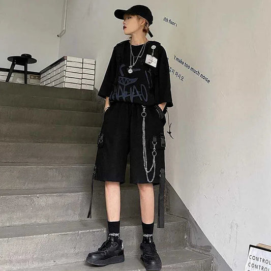 Pantalones De Cargo Con Cadenas Largo Medio
