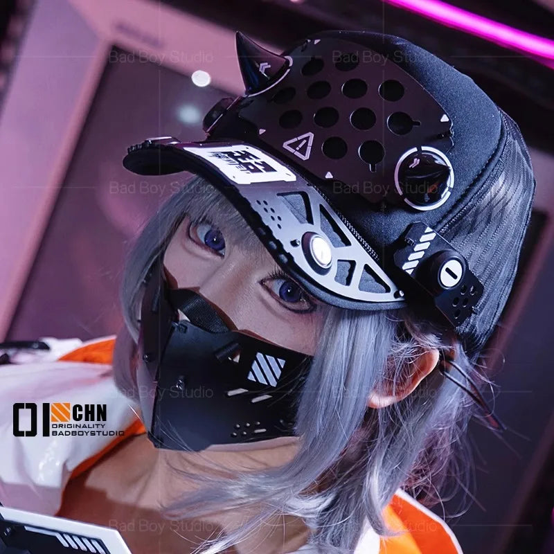 Gorra Estilo Cyberpunk Con Cuernos