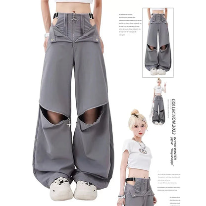Pantalones con Cremalleras En Las Rodillas Y Apertura En La Cintura