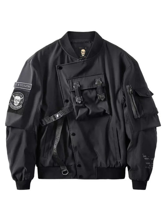 Chaqueta Bomber Estilo Techwear Con Parches